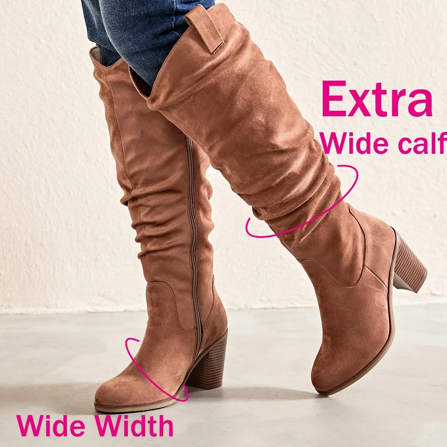 Luoika Women's Extra Wide Calf Knee High Boots, Wide Width Winter Tall Boots.