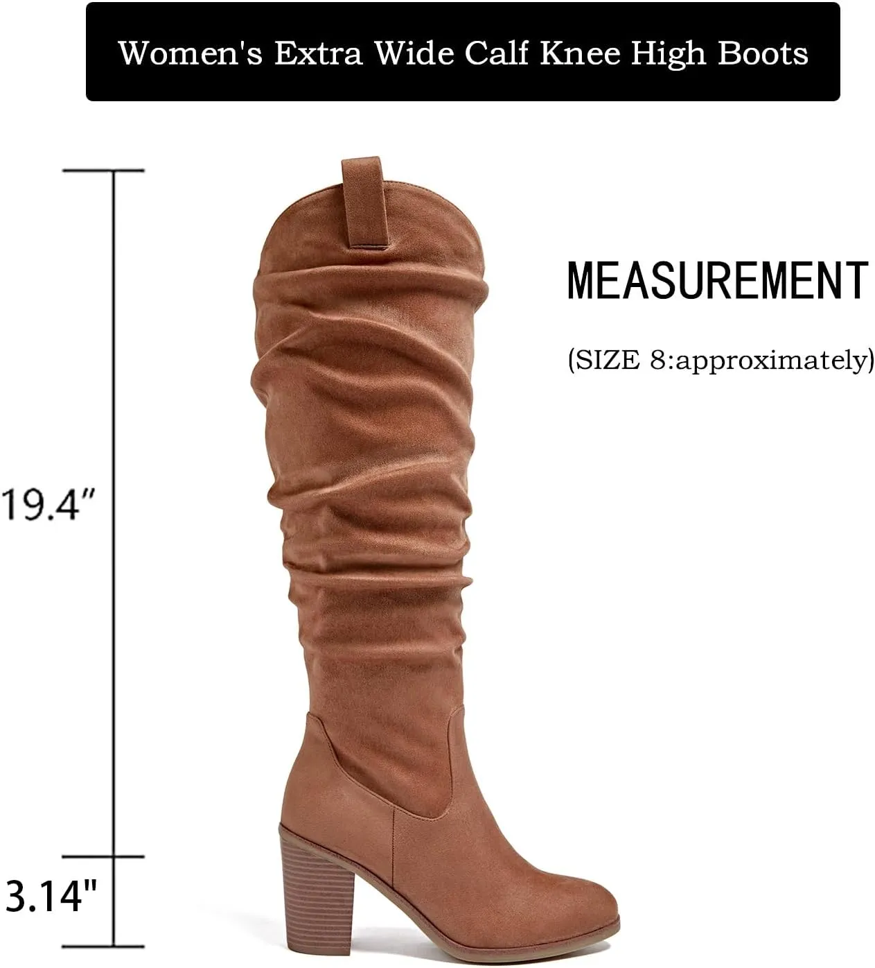 Luoika Women's Extra Wide Calf Knee High Boots, Wide Width Winter Tall Boots.