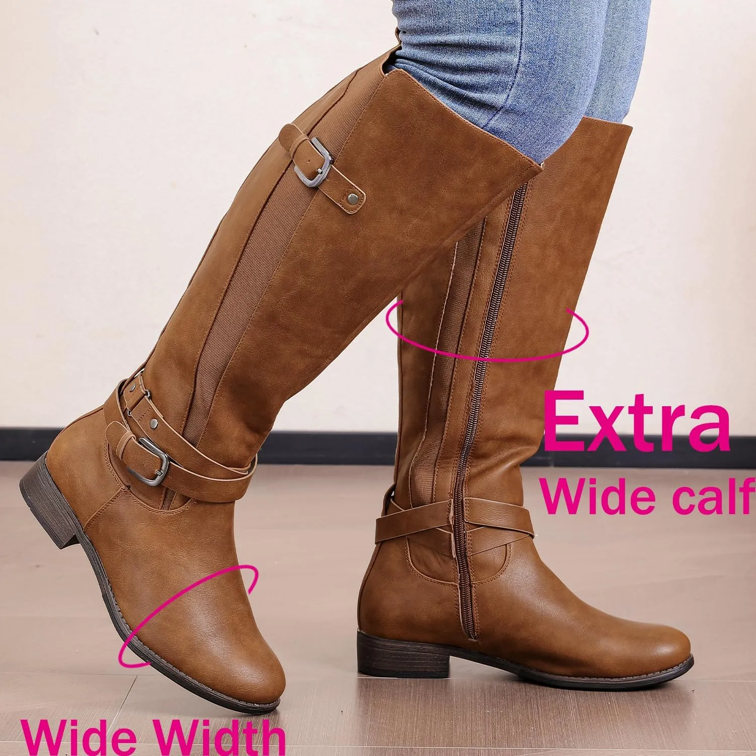 Luoika Women's Extra Wide Calf Knee High Boots, Wide Width Winter Tall Boots.