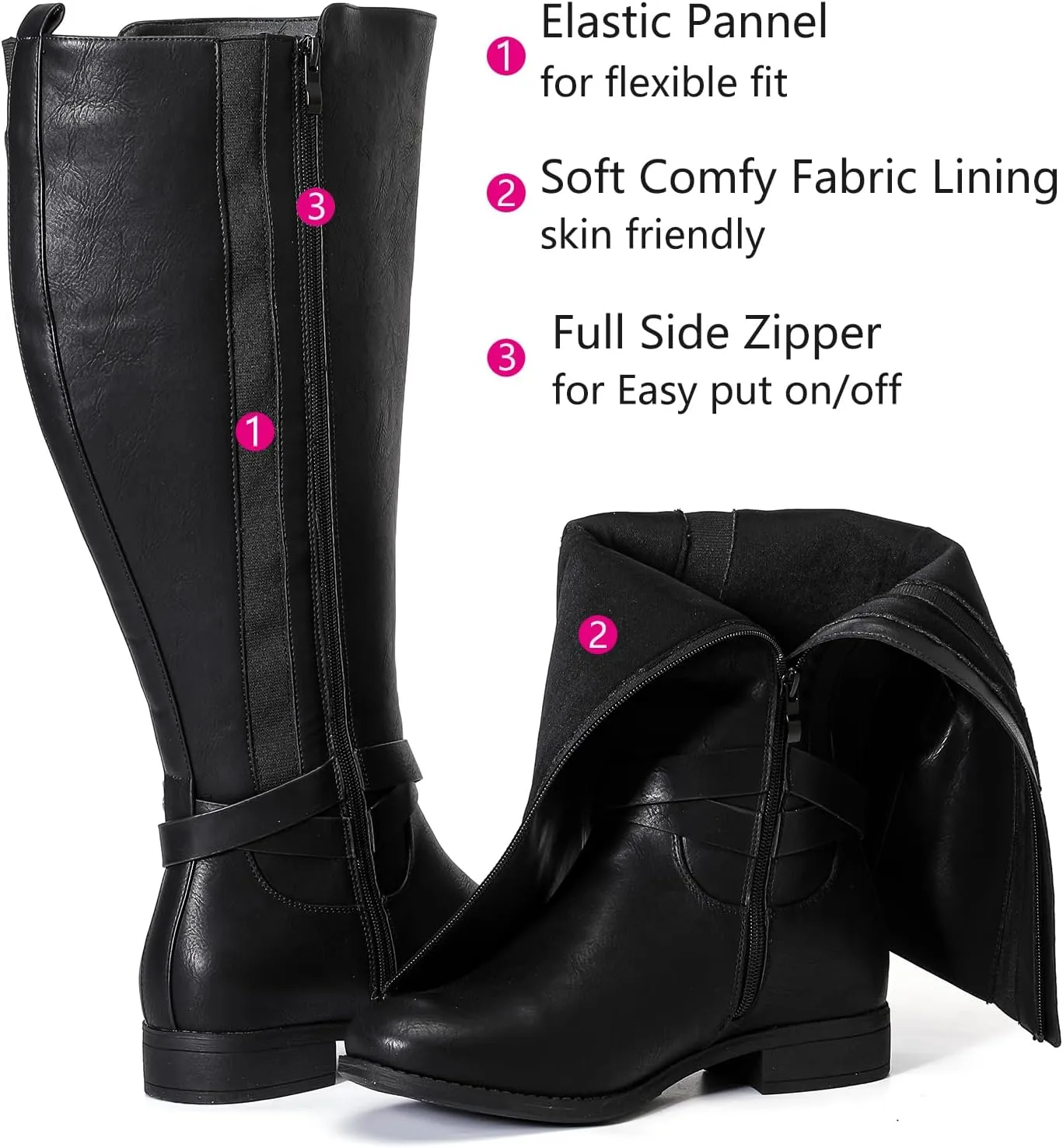 Luoika Women's Extra Wide Calf Knee High Boots, Wide Width Winter Tall Boots.