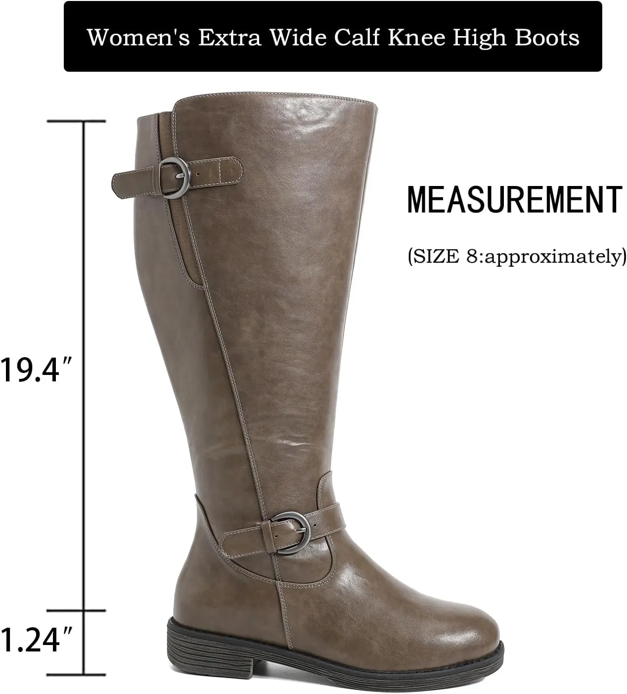 Luoika Women's Extra Wide Calf Knee High Boots, Wide Width Winter Tall Boots.