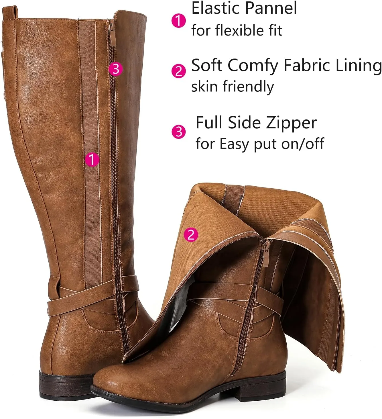 Luoika Women's Extra Wide Calf Knee High Boots, Wide Width Winter Tall Boots.