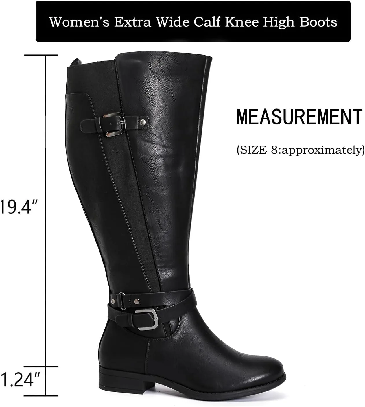 Luoika Women's Extra Wide Calf Knee High Boots, Wide Width Winter Tall Boots.