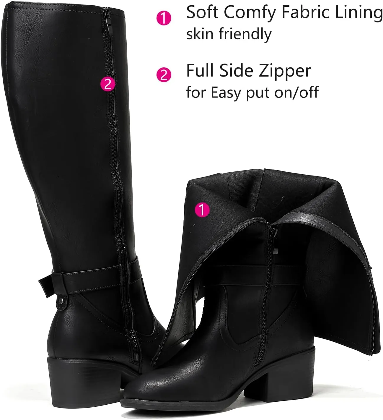 Luoika Women's Extra Wide Calf Knee High Boots, Wide Width Winter Tall Boots.
