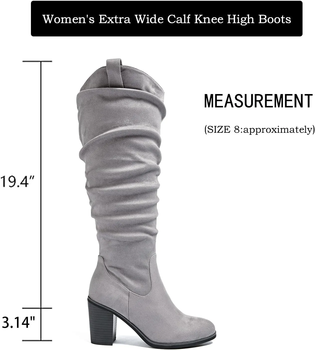 Luoika Women's Extra Wide Calf Knee High Boots, Wide Width Winter Tall Boots.