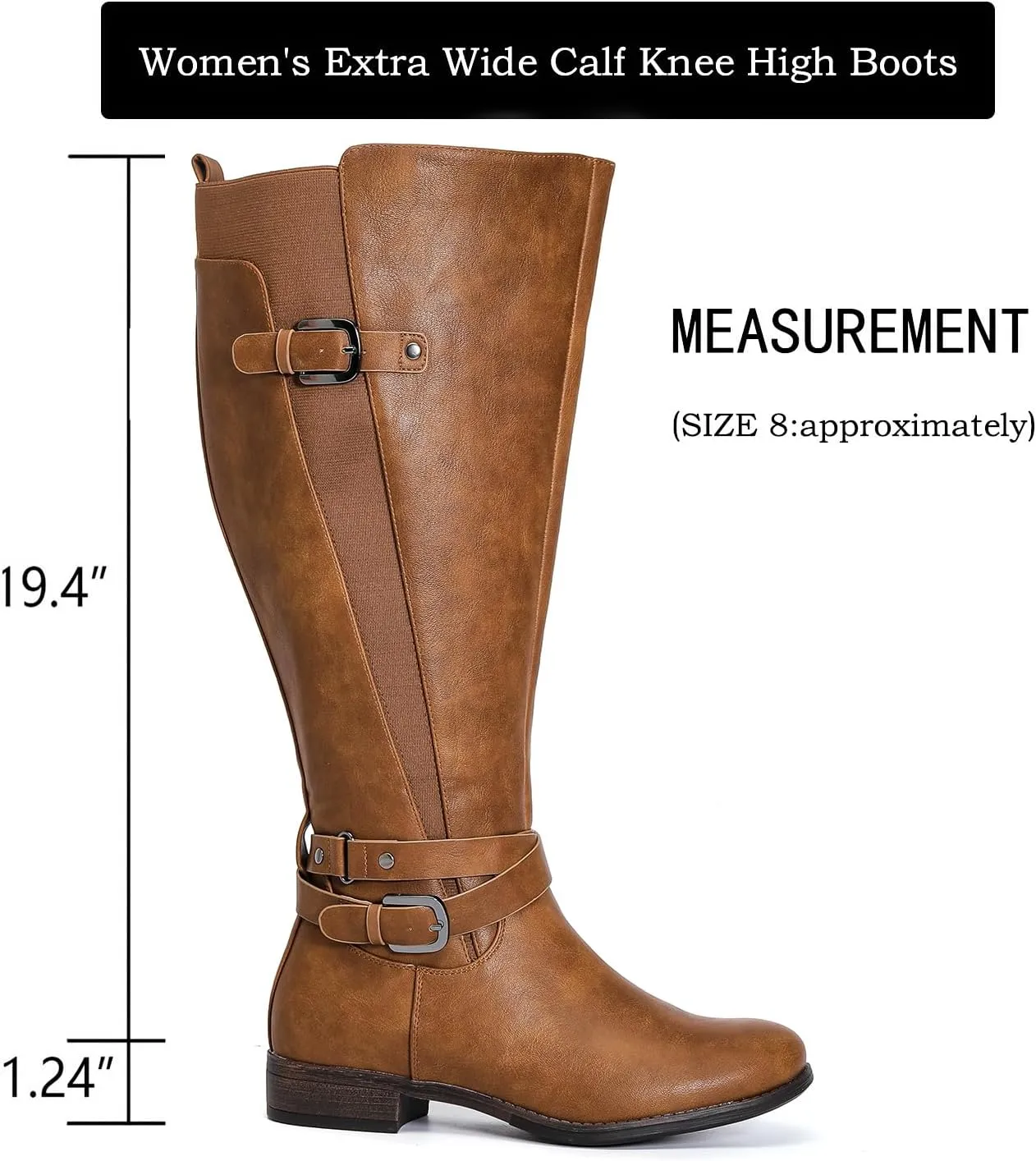 Luoika Women's Extra Wide Calf Knee High Boots, Wide Width Winter Tall Boots.