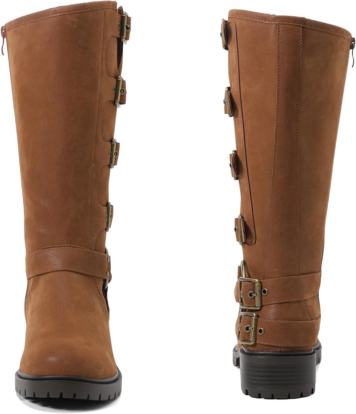Luoika Women's Extra Wide Calf Slouchy Boots, Wide Width Flat Heel Mid Calf Boots for Women.
