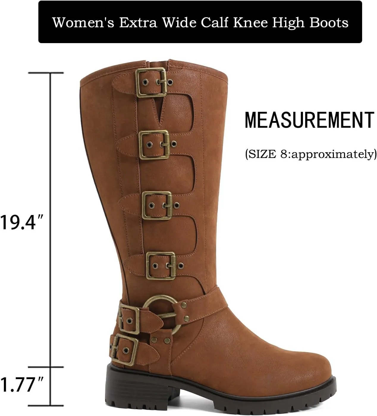Luoika Women's Extra Wide Calf Slouchy Boots, Wide Width Flat Heel Mid Calf Boots for Women.