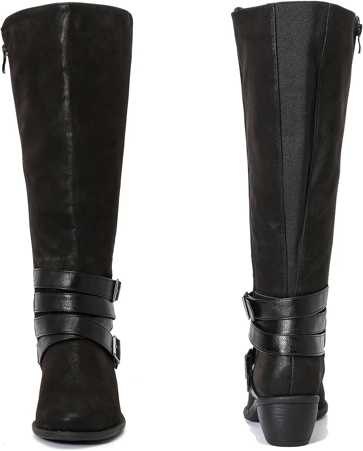 Luoika Women's Extra Wide Calf Slouchy Knee High Boots, Wide Width Knee-High Boots Low Stacked Heel Side Zipper Winter Fall Tall Boots.