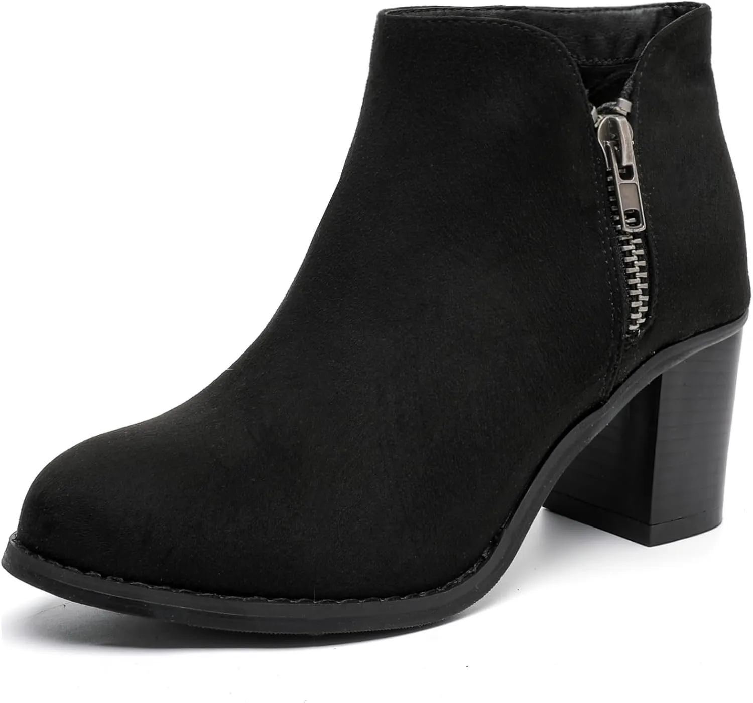 Luoika Women's Wide Width Ankle Boots, Chunky Heel Side Zipper Extra Wide Short Booties.