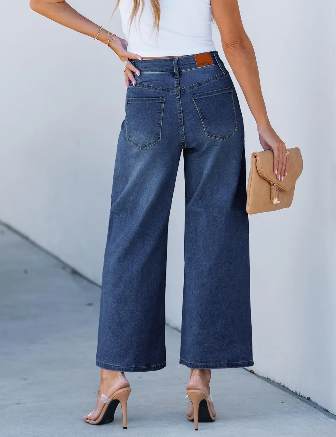luvamia Wide Leg Jeans for Women High Waisted Relaxed Fit Trendy Stretchy Denim Pants Ankle Trouser Jeans with Pockets