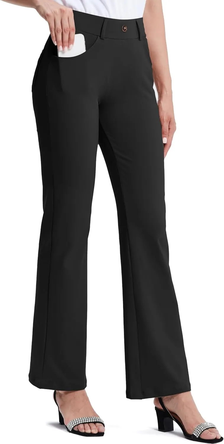 M MOTEEPI Women's High Waisted Stretchy 29"/31" Bootcut Pull On Dress Pants Office Business Casual Work Pants