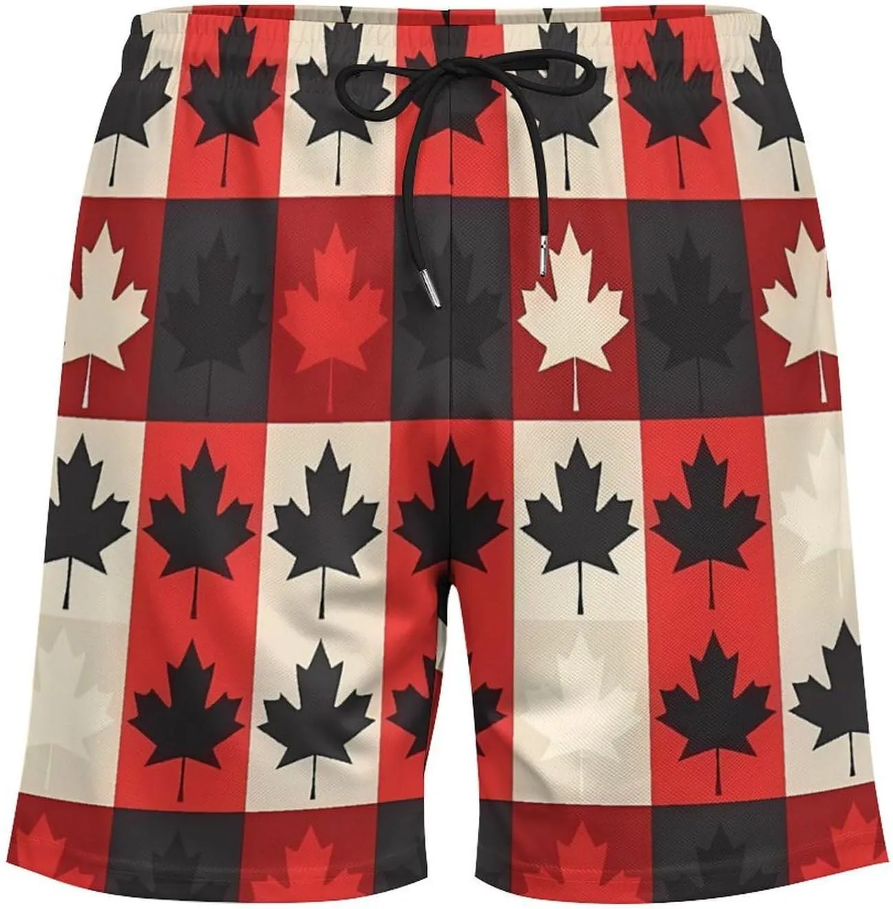 Maple Leaf Canada CA Flag Men's Swim Trunks Quick Dry Board Shorts Swimwear Beach Shorts with Compression Liner