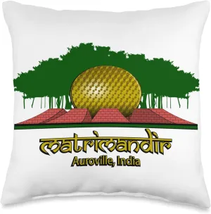 MATRIMANDIR of Auroville, India - Spiritual Edifice & Banyan Throw Pillow