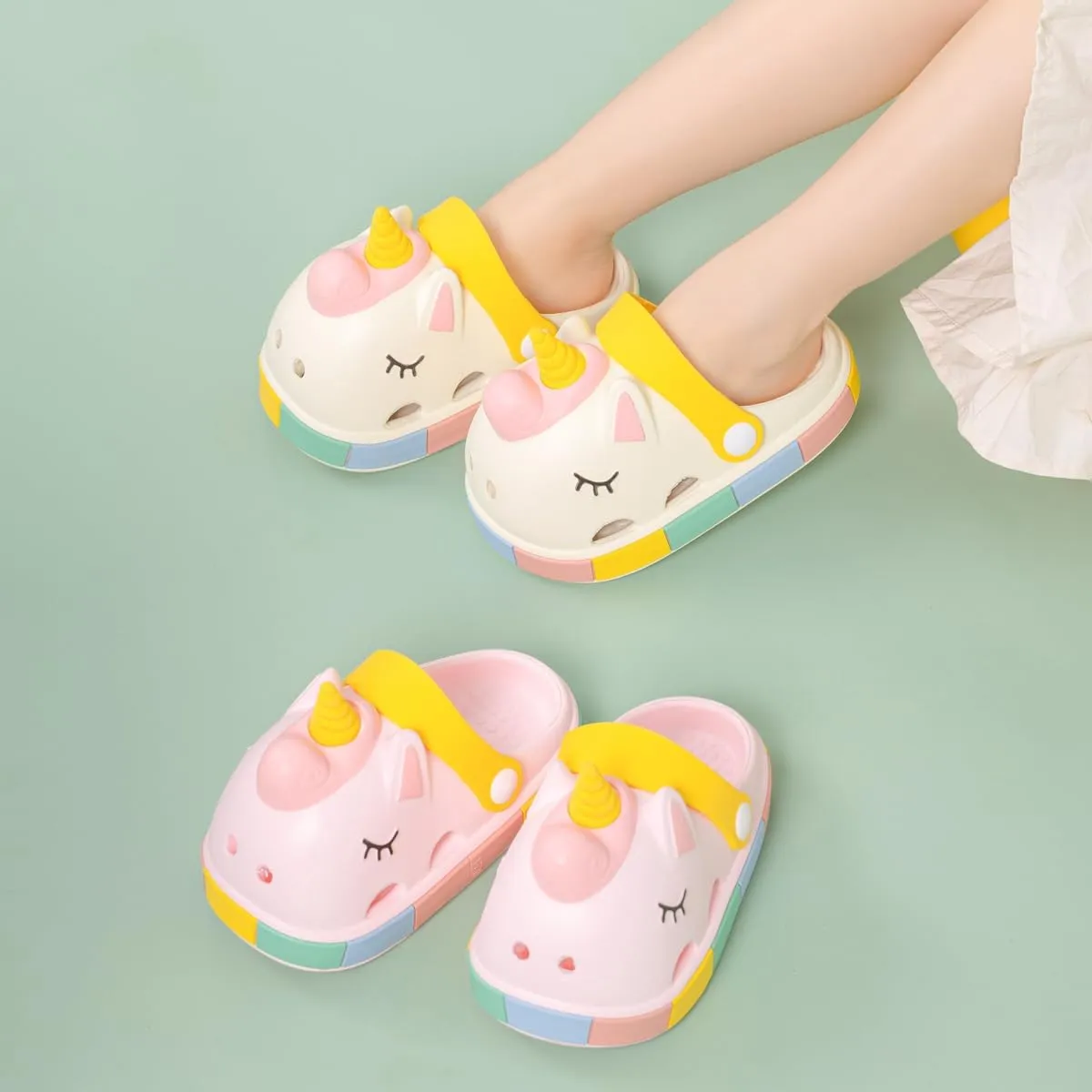 Meckior Toddler Little Girls Boys Clogs Cute Cartoon Garden Water Sandals Lightweight Slip-on Slides Slippers Children Kids Indoor Outdoor Summer Pool Beach Shoes(Toddler/Little Kid)