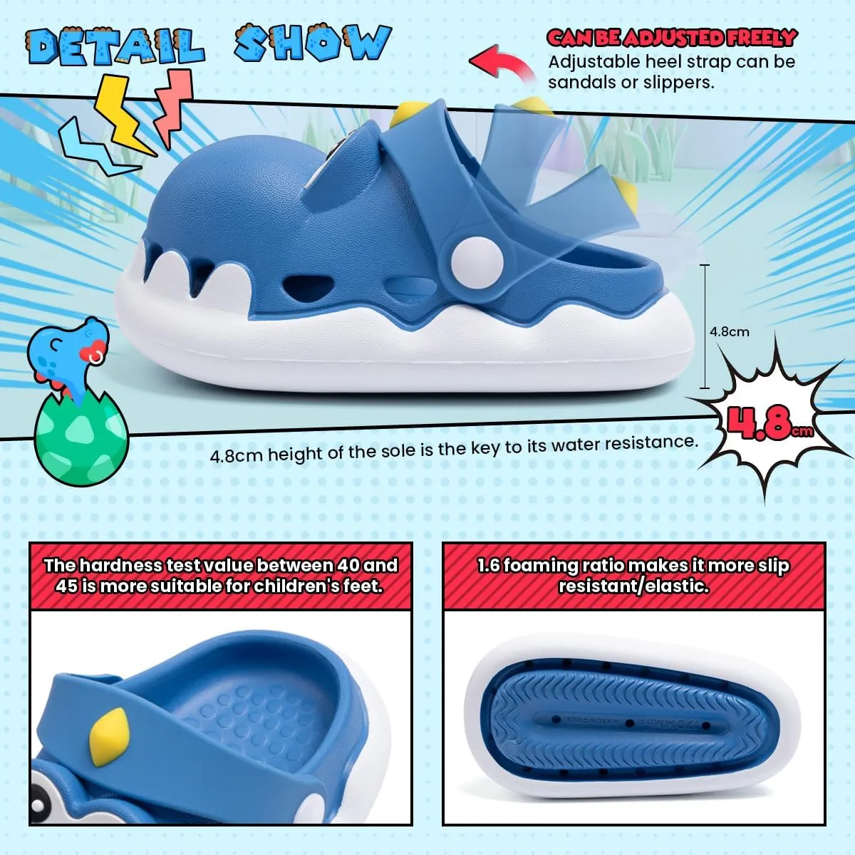 Meckior Toddler Little Girls Boys Clogs Cute Cartoon Garden Water Sandals Lightweight Slip-on Slides Slippers Children Kids Indoor Outdoor Summer Pool Beach Shoes(Toddler/Little Kid)