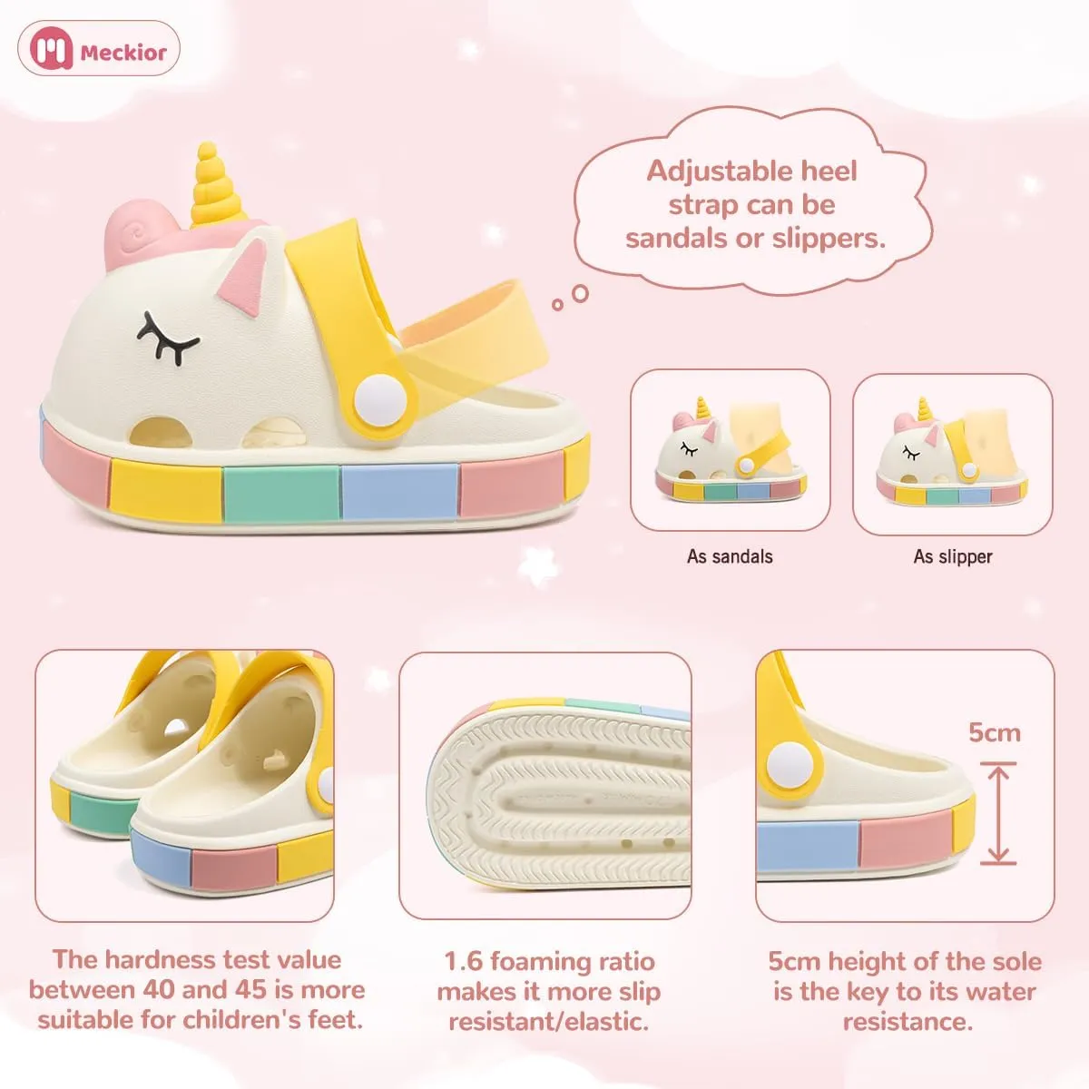 Meckior Toddler Little Girls Boys Clogs Cute Cartoon Garden Water Sandals Lightweight Slip-on Slides Slippers Children Kids Indoor Outdoor Summer Pool Beach Shoes(Toddler/Little Kid)