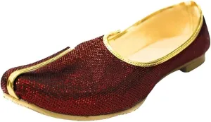 Mehroon Glitter Traditional Handmade Sherwani Groom Khussa Jutti Men mojaries Loafers for Mens
