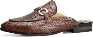 Meijiana Men's Slippers Slip-On Loafers Leather Formal Wear Casual Open Back Sandals