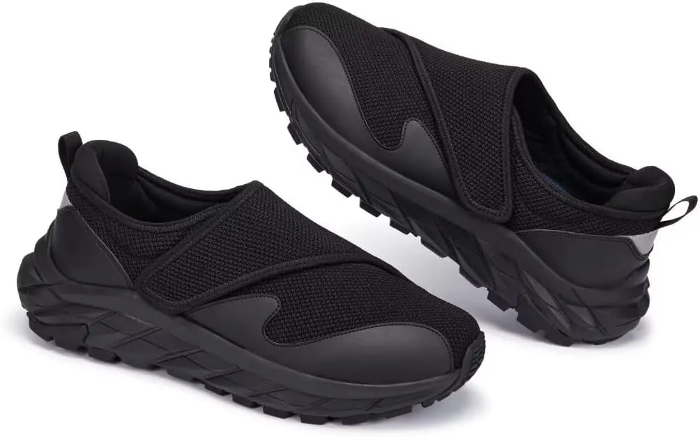 Men Diabetic Shoes Wide Width Shoes with Adjustable Closure for Swollen Feet Non-Slip Air Cushion Bottom Sneakers