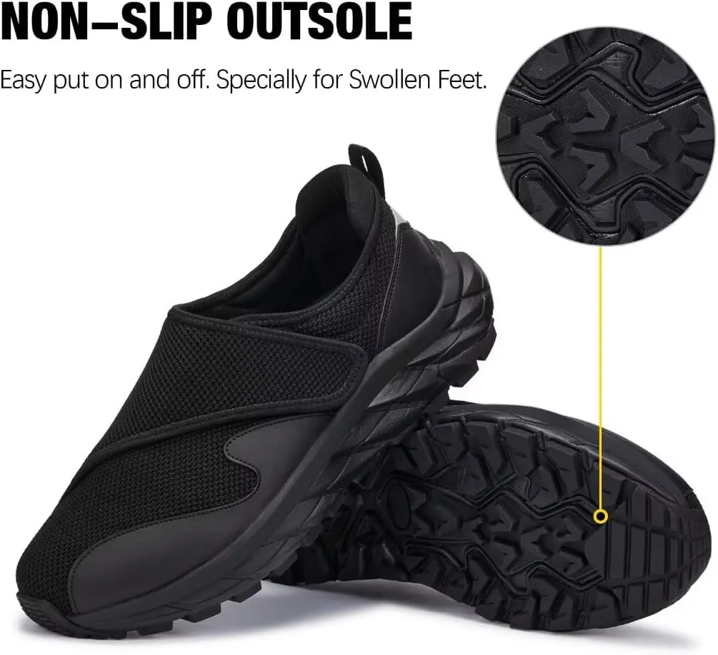 Men Diabetic Shoes Wide Width Shoes with Adjustable Closure for Swollen Feet Non-Slip Air Cushion Bottom Sneakers