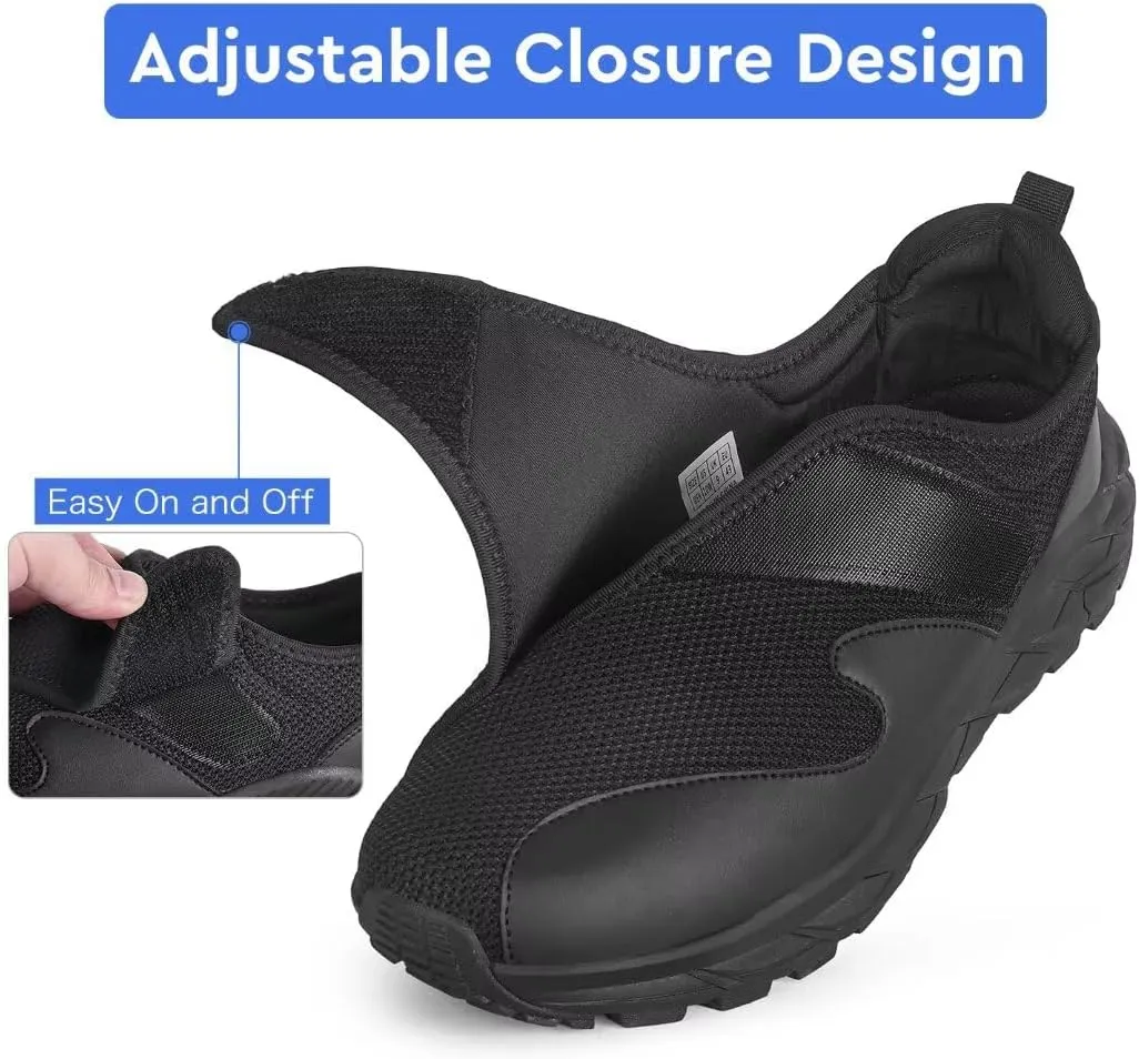 Men Diabetic Shoes Wide Width Shoes with Adjustable Closure for Swollen Feet Non-Slip Air Cushion Bottom Sneakers