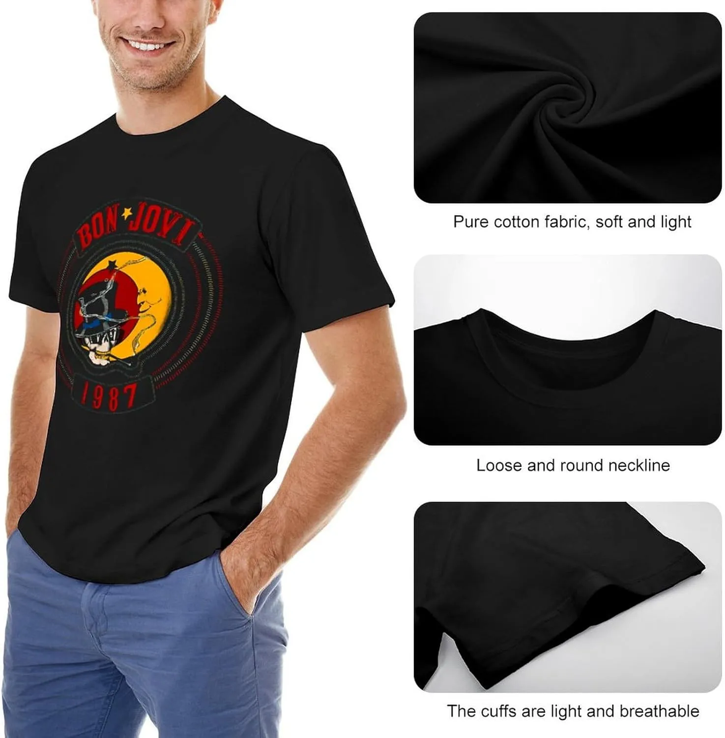 Men Music Fans T-Shirt 80s&90s Short Sleeve Cotton Tshirts Unisex