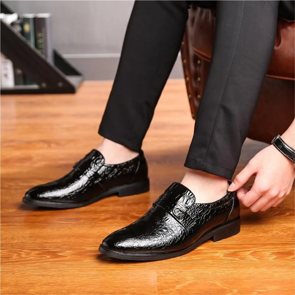Men Oxford Dress Shoes Classic British Style Slip On Loafers Genuine Leather Comfy Casual Driving Boat Shoes Fashion Personality