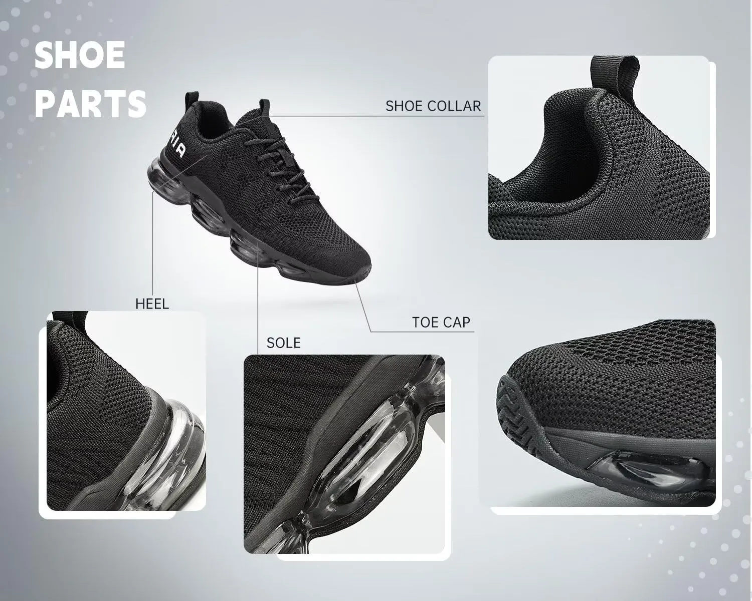 Men's Air Cushion Running Shoes Walking Jogging Fitness Gym Fashion Sneakers Lace Up Casual Comfortable Work Tennis Sport Athletic Trainers