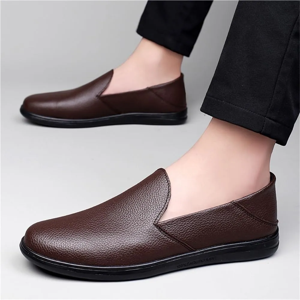 Mens British Leather Oxford Loafers Platform Slip On Formal Business Casual Low Top Bean Driving Flats