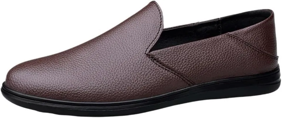 Mens British Leather Oxford Loafers Platform Slip On Formal Business Casual Low Top Bean Driving Flats