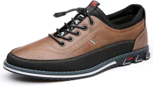 Men's Casual Business Lace-Up Oxford Shoes Slip-On Leather Working Walking Flat Loafers Office Party Dress Shoes