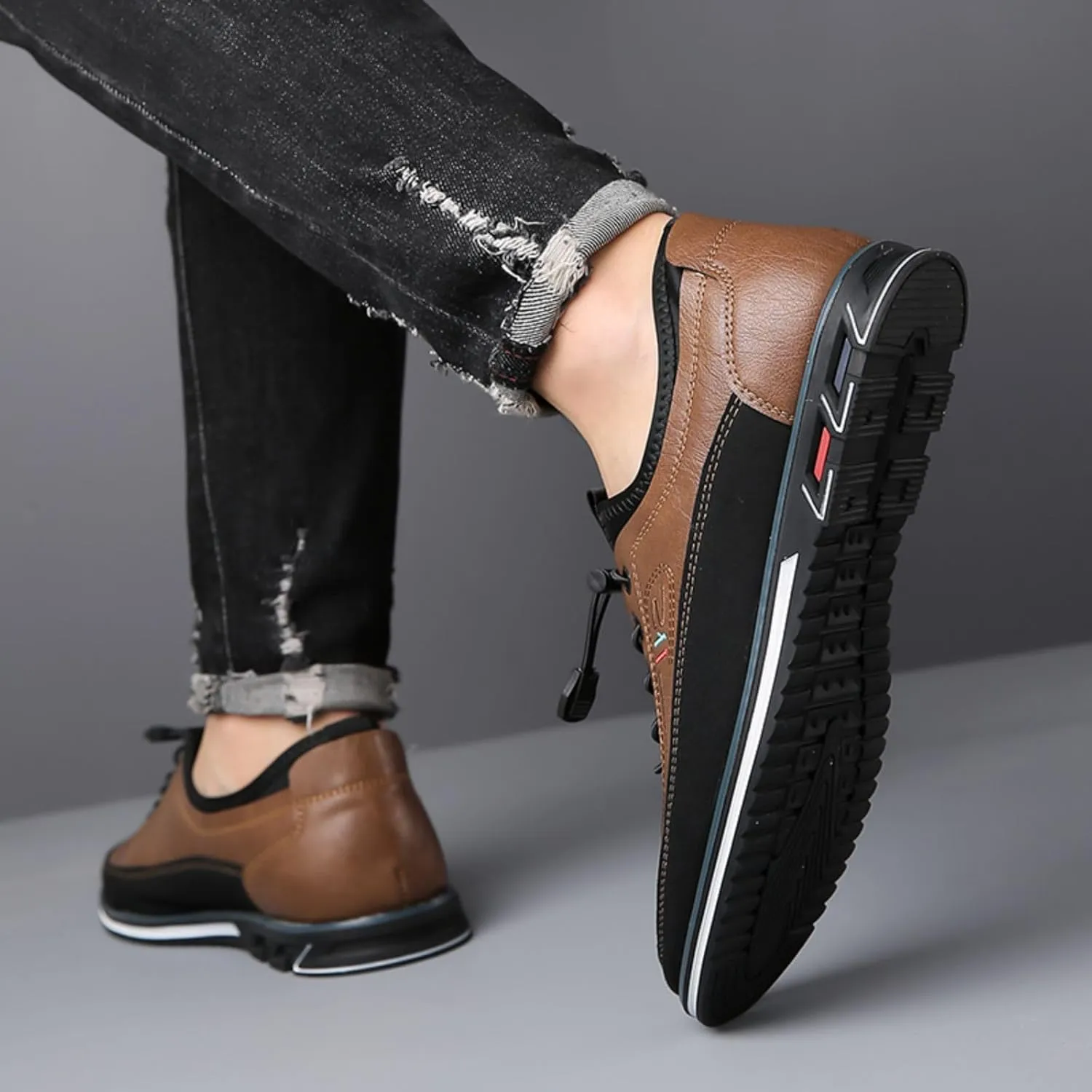 Men's Casual Business Lace-Up Oxford Shoes Slip-On Leather Working Walking Flat Loafers Office Party Dress Shoes