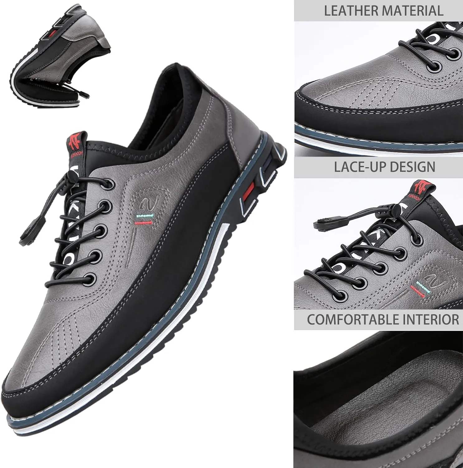 Men's Casual Business Lace-Up Oxford Shoes Slip-On Leather Working Walking Flat Loafers Office Party Dress Shoes
