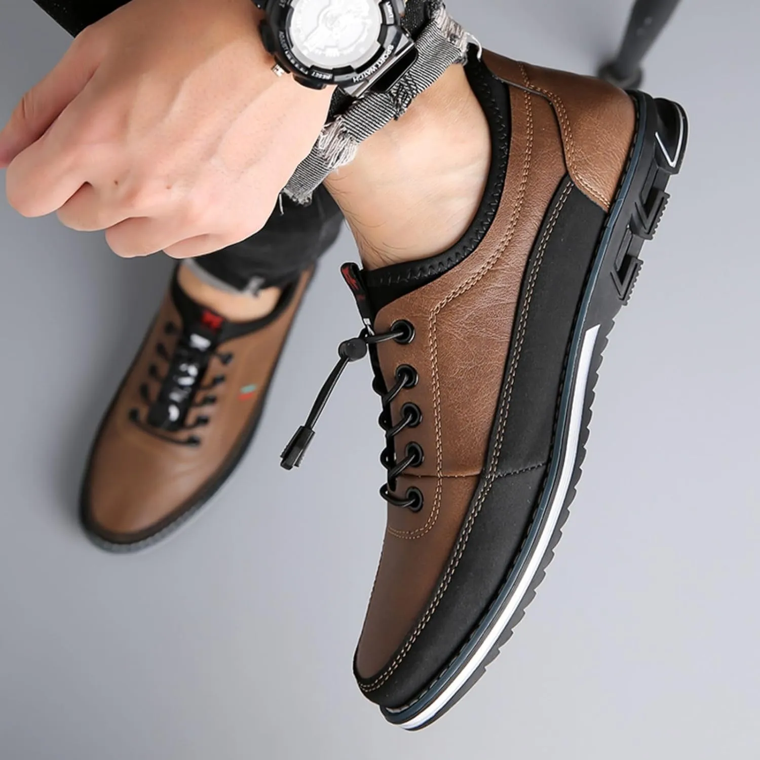 Men's Casual Business Lace-Up Oxford Shoes Slip-On Leather Working Walking Flat Loafers Office Party Dress Shoes