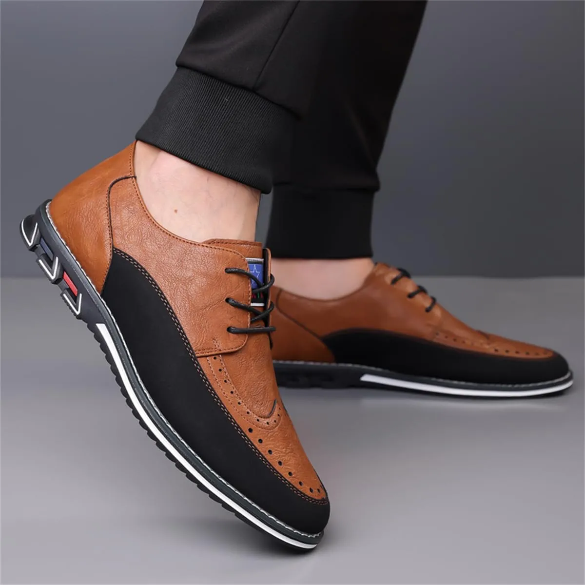 Men's Casual Dress Oxfords Shoes Business Formal Italy Prince Classic Oxford Lace Up Craft Mesh Sneakers
