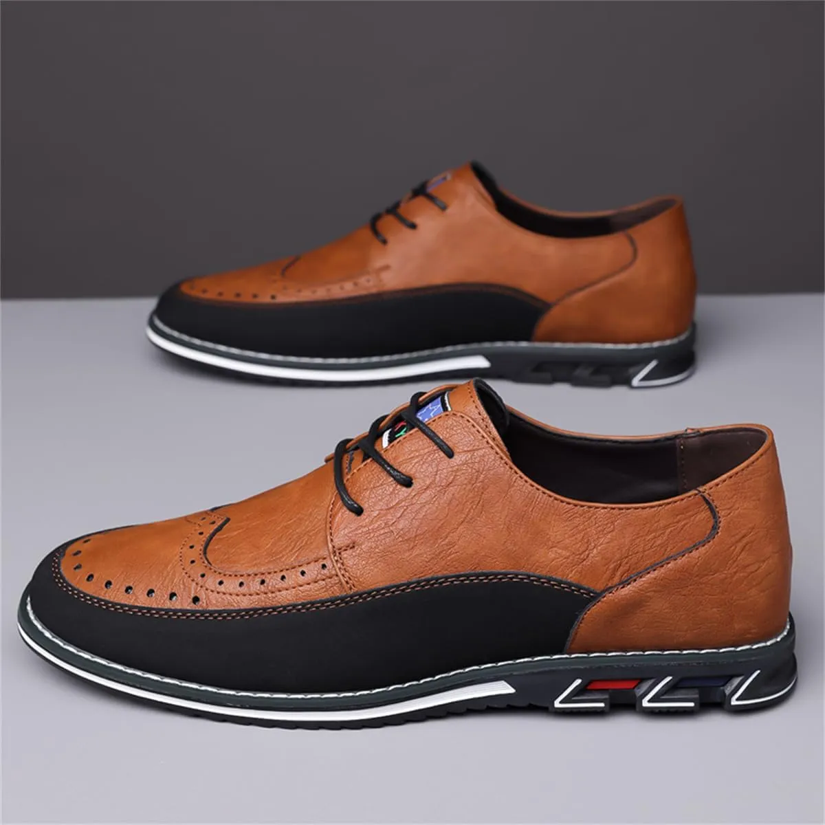Men's Casual Dress Oxfords Shoes Business Formal Italy Prince Classic Oxford Lace Up Craft Mesh Sneakers
