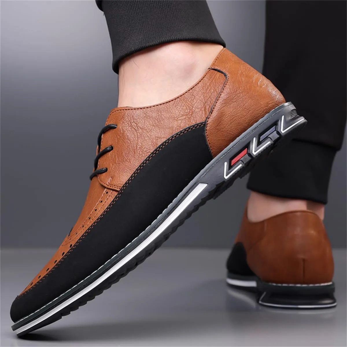 Men's Casual Dress Oxfords Shoes Business Formal Italy Prince Classic Oxford Lace Up Craft Mesh Sneakers