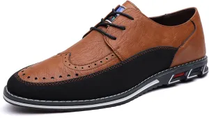 Men's Casual Dress Oxfords Shoes Business Formal Italy Prince Classic Oxford Lace Up Craft Mesh Sneakers