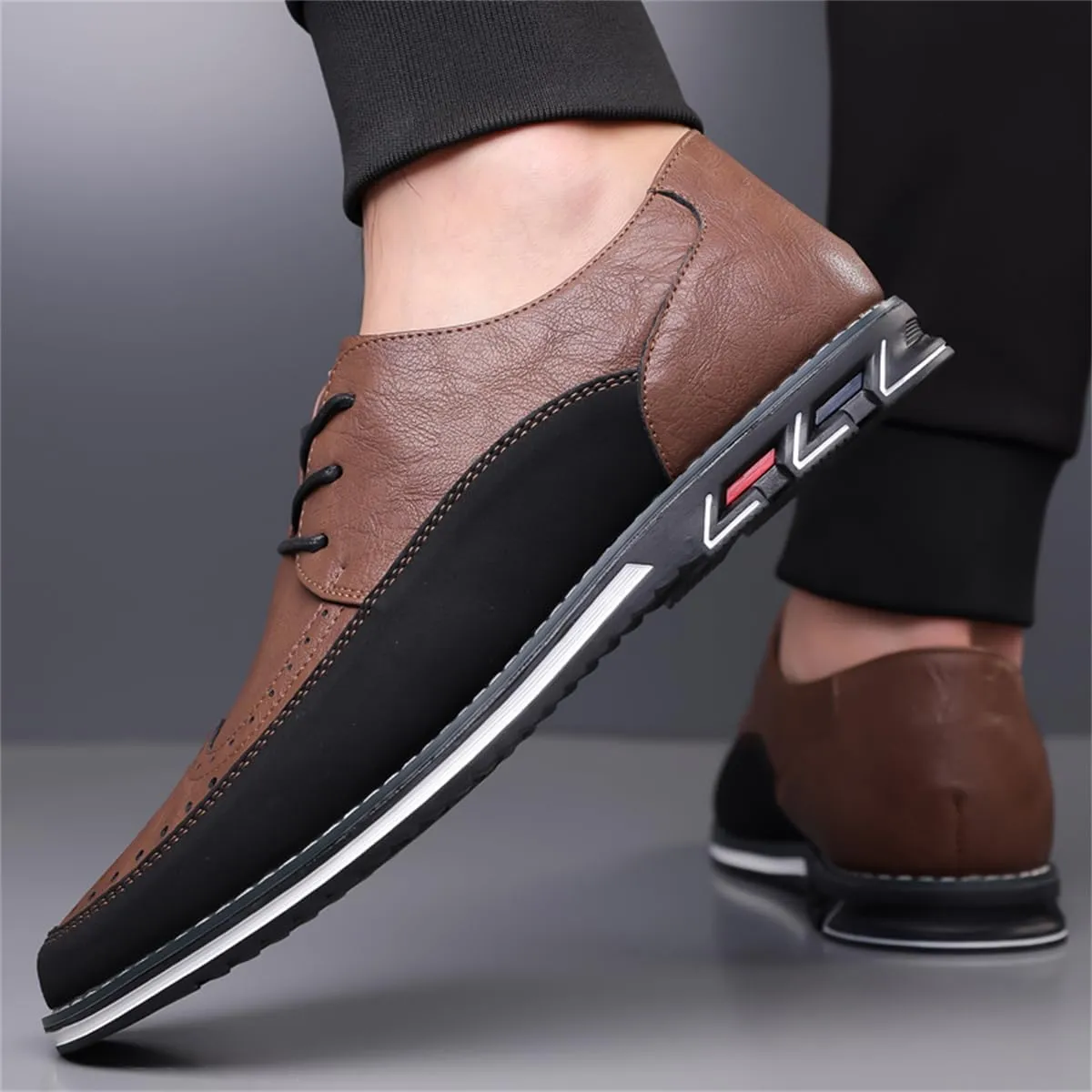 Men's Casual Dress Oxfords Shoes Business Formal Italy Prince Classic Oxford Lace Up Craft Mesh Sneakers