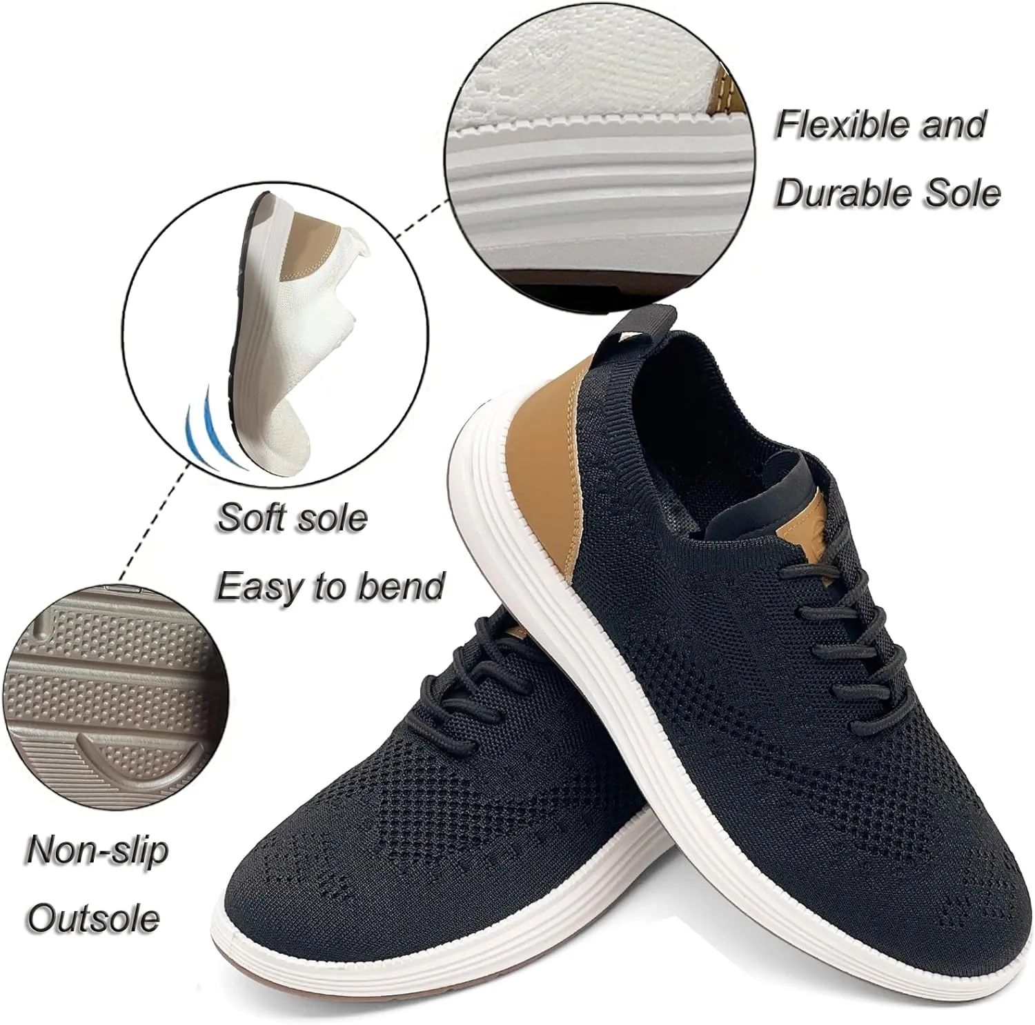 Men's Casual Dress Sneakers Oxfords Lace-Up Mesh Breathable Lightweight Fashion Walking Shoes Tennis Comfortable