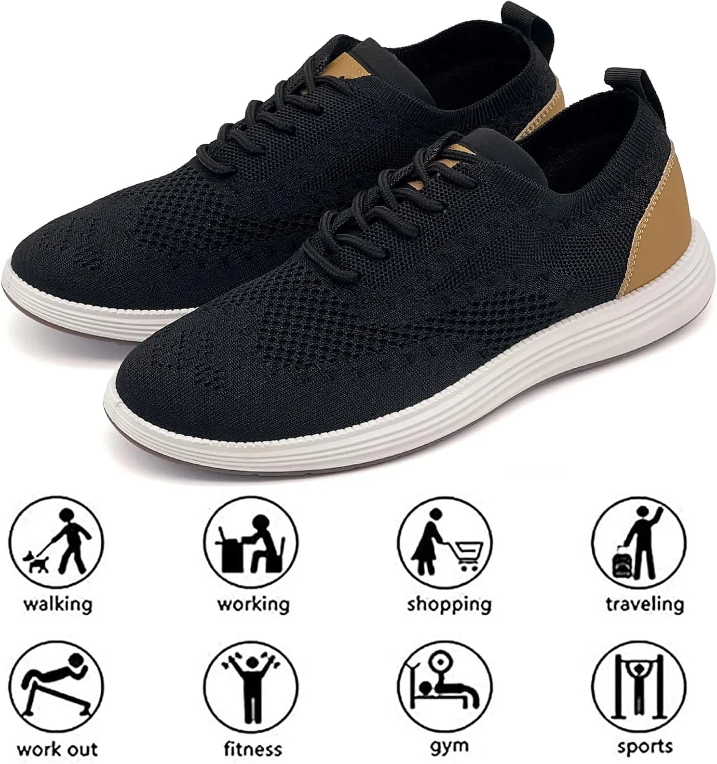 Men's Casual Dress Sneakers Oxfords Lace-Up Mesh Breathable Lightweight Fashion Walking Shoes Tennis Comfortable