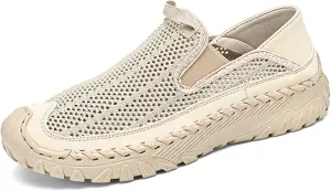 Men's Casual Handmade Breathable Hollow Mesh Loafers Outdoor Lightweight and Fashionable Soft Soled Driving Shoes