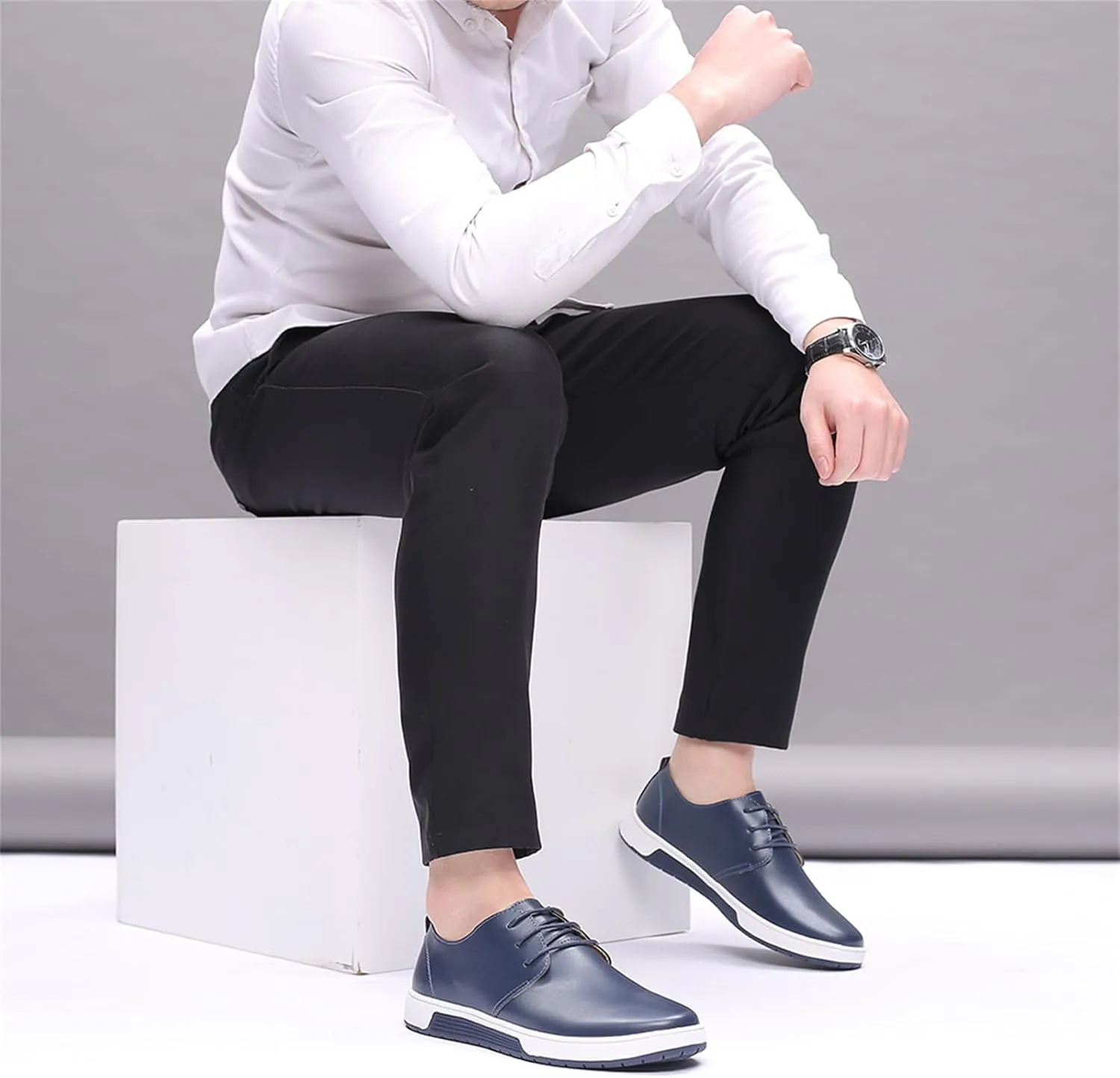 Mens Casual Lace Up Leather Oxford Classical Derby Orthopedic Shoes Lightweight Walking Loafers Dress Business Flats Shoes
