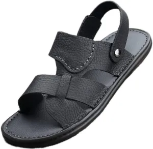 Mens Casual Sandals Leather Men Casual Shoes Outdoor Comfortable Lightweight Sandal Men Beach Shoes(D,42 Code)