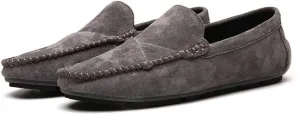 Men's Classic Moccasin Soft Comfort Suede Loafers British Minimalist Flat Driving Slip On Shoes Gray 10.5 Men US 10.83''Heel to Toe