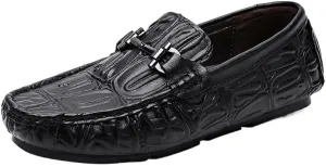 Men's Classic Retro Casual Business Shoes Crocodile Grain Leather Buckle Mens Fashion Wedding Party Loafers Men Slip-on Flats