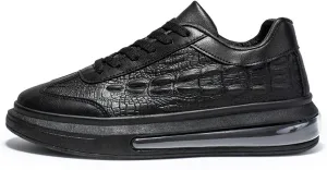Men's Crocodile Pattern Anti-Slip Casual Fashion Sneakers,Comfort Air Cushion Low Top Soft Sole Comfort Sneakers. (Black,7)