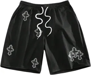 Men's Cross Graphic Workout Running Shorts Goth Drawstring Waist Cool Track Shorts