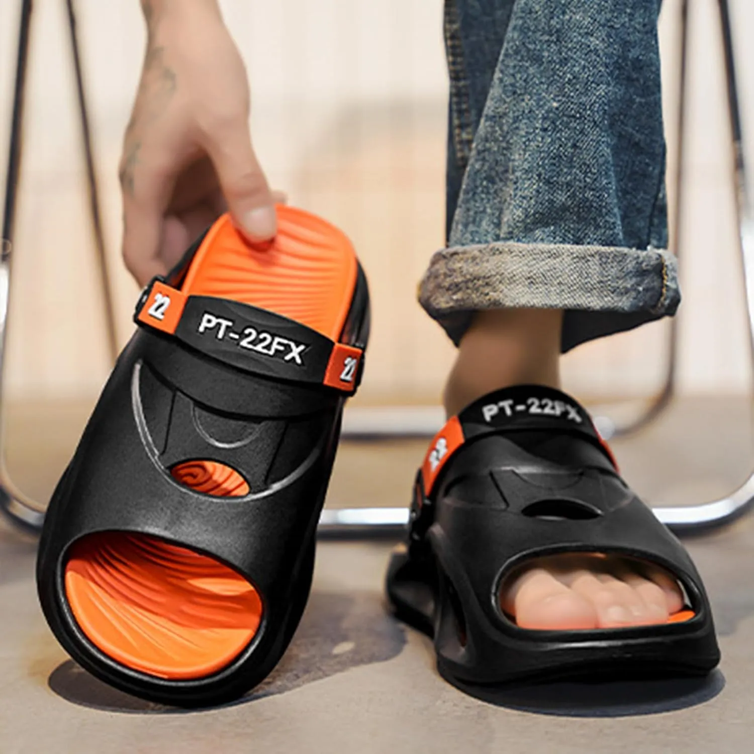 Men's Fashion EVA Slippers, Non-slip Quick Dry Open Toe Slippers, Indoor Outdoor Walking, Men's Summer Beach Slippers Sandals Dual Use